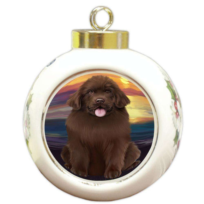 Newfoundland Dog Round Ball Christmas Ornament RBPOR54746