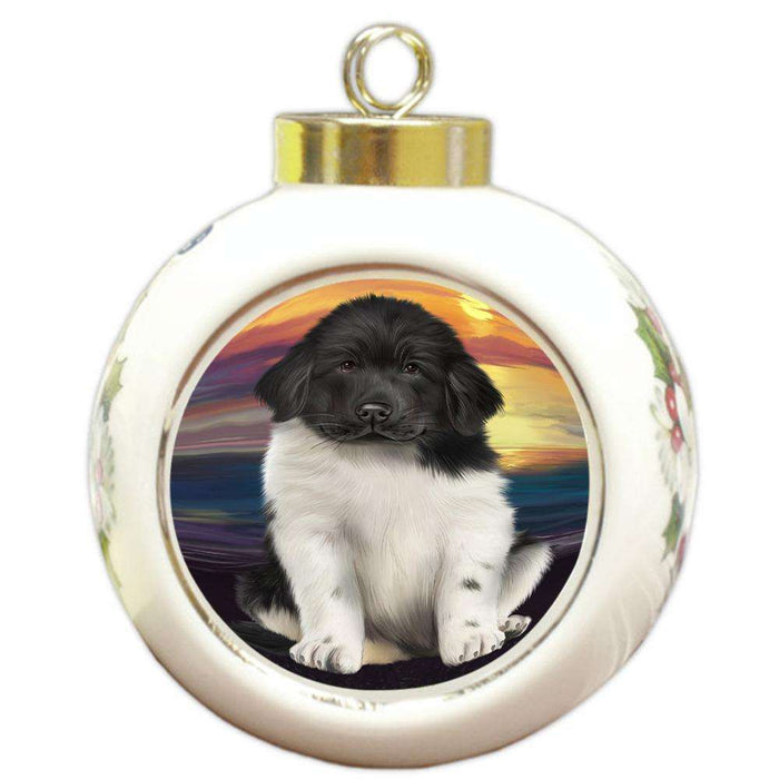 Newfoundland Dog Round Ball Christmas Ornament RBPOR54747
