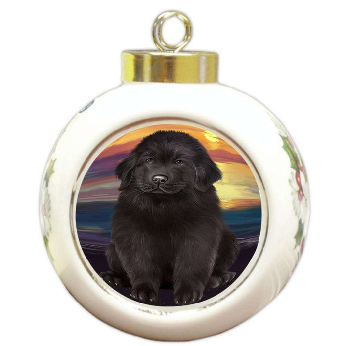 Newfoundland Dog Round Ball Christmas Ornament RBPOR54748