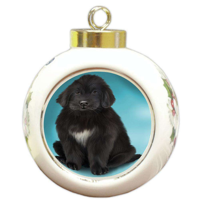 Newfoundland Dog Round Ball Christmas Ornament RBPOR54749