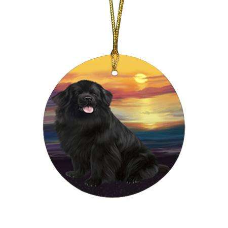 Newfoundland Dog Round Flat Christmas Ornament RFPOR54735