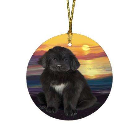 Newfoundland Dog Round Flat Christmas Ornament RFPOR54736