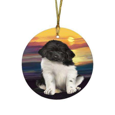 Newfoundland Dog Round Flat Christmas Ornament RFPOR54738