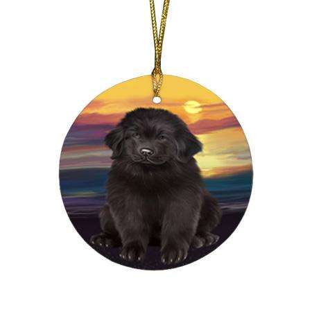 Newfoundland Dog Round Flat Christmas Ornament RFPOR54739