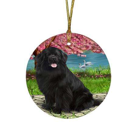 Newfoundland Dog Round Flat Christmas Ornament RFPOR54741