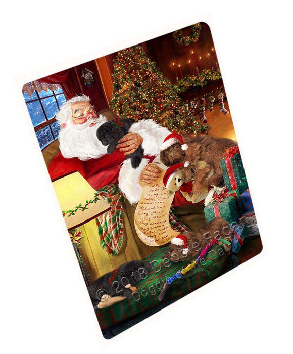 Newfoundland Dogs and Puppies Sleeping with Santa  Cutting Board C67989