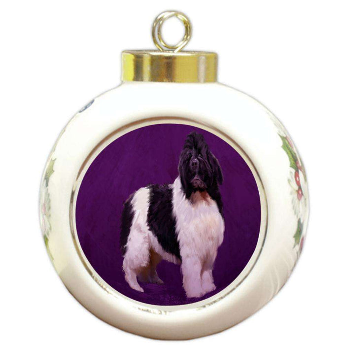 Newfoundland Dogs Round Ball Christmas Ornament RBPOR54390