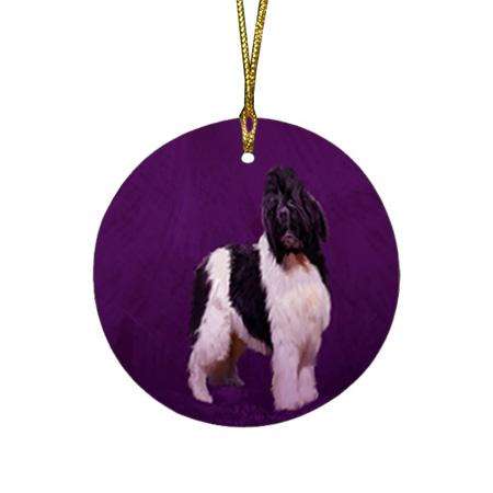 Newfoundland Dogs Round Flat Christmas Ornament RFPOR54381