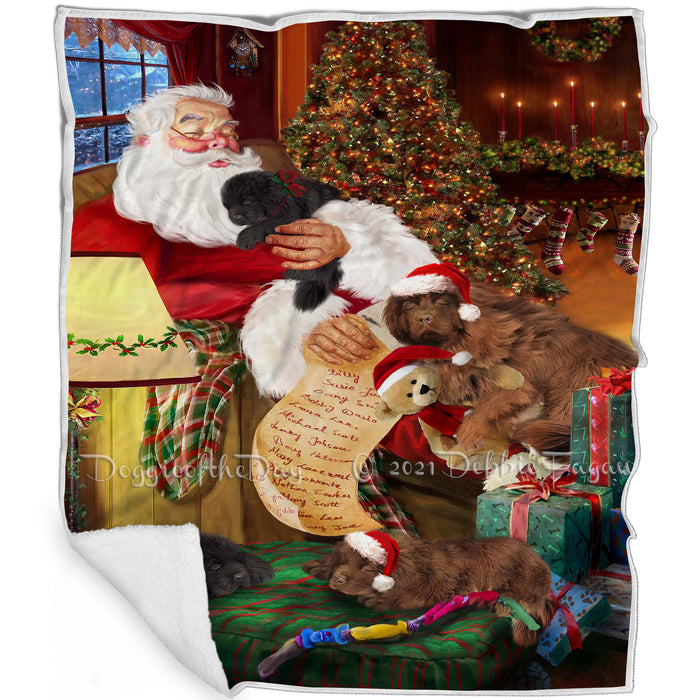 Newfoundland Dogs and Puppies Sleeping with Santa  Blanket BLNKT107976
