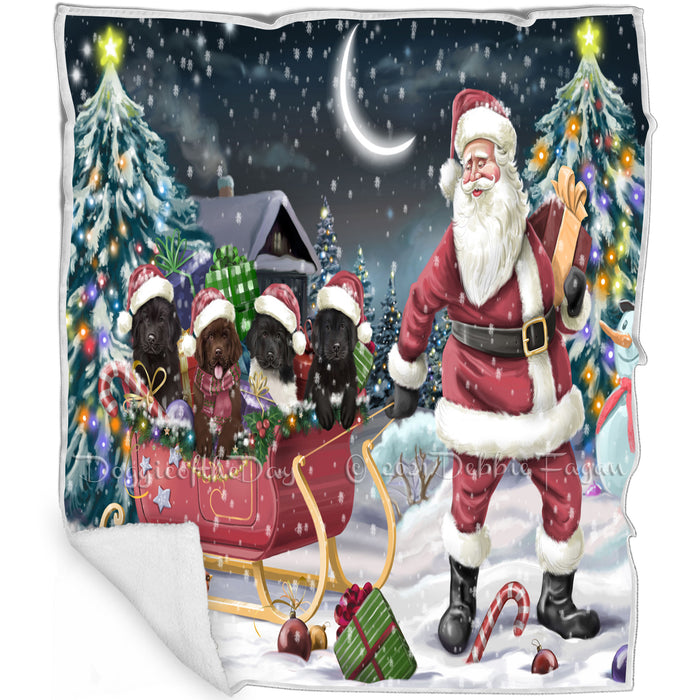 Santa Sled Christmas Happy Holidays Newfoundland Dogs Blanket BLNKT106743