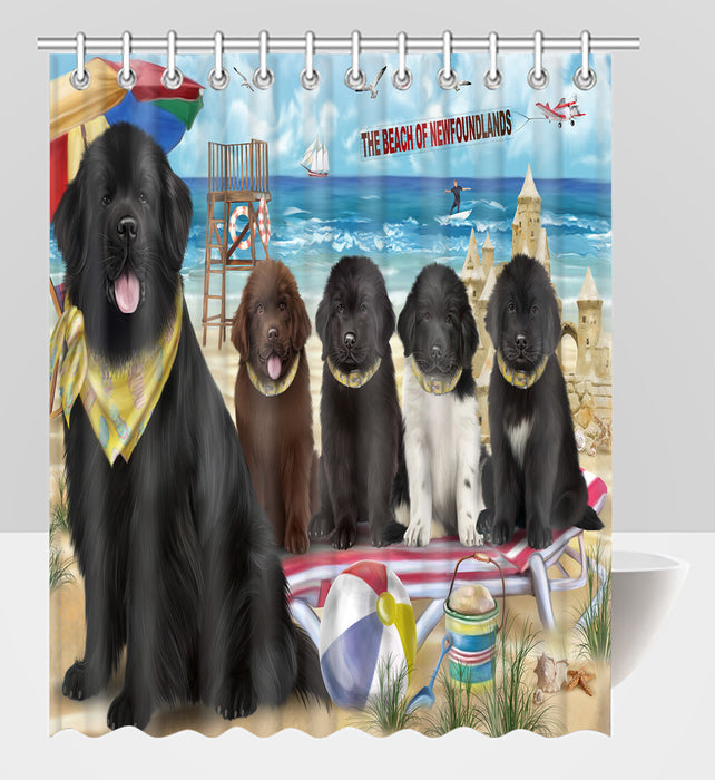 Pet Friendly Beach Newfoundland Dogs Shower Curtain