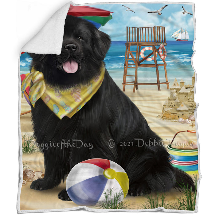 Pet Friendly Beach Newfoundland Dog Blanket BLNKT104862
