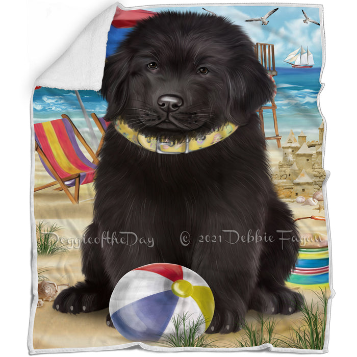 Pet Friendly Beach Newfoundland Dog Blanket BLNKT104871