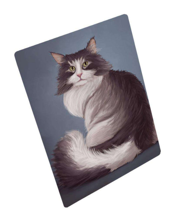 Norwegian Forest Cat Art Portrait Print Woven Throw Sherpa Plush Fleece Blanket