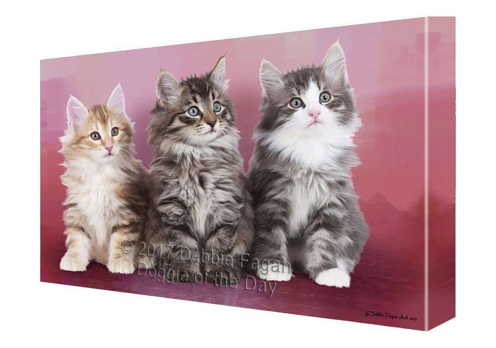 Norwegian Forest Cats Painting Printed on Canvas Wall Art