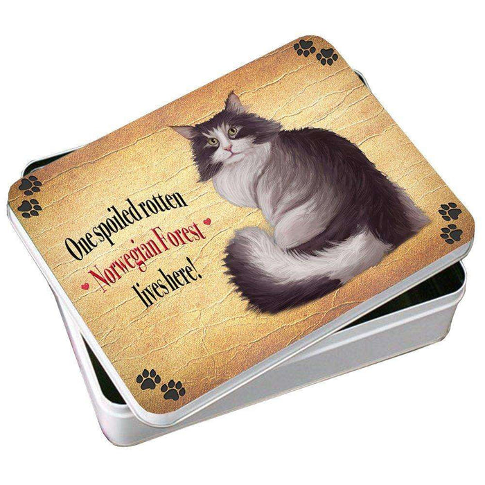 Norwegian Forest Spoiled Rotten Cat Photo Storage Tin