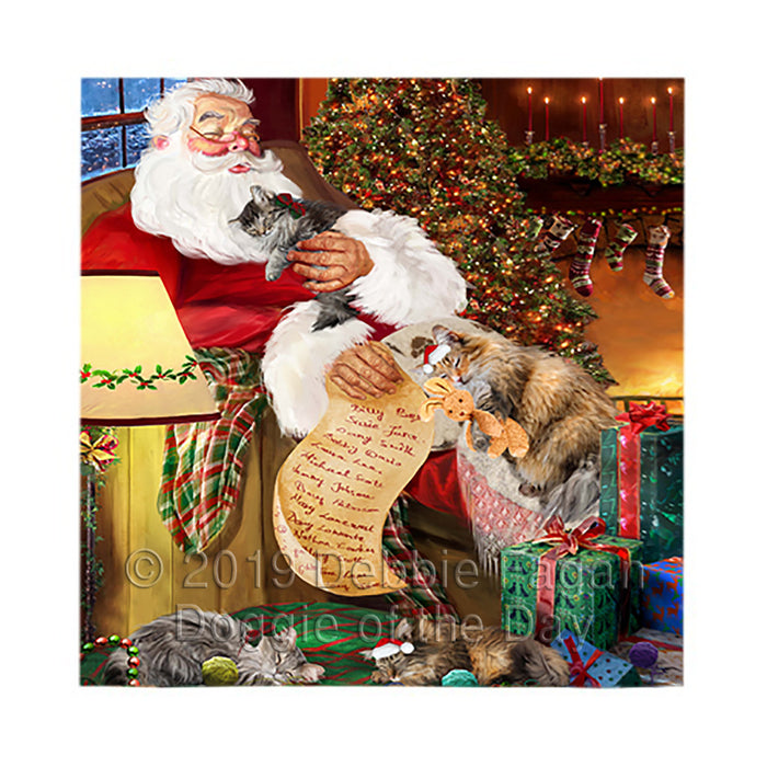 Santa Sleeping with Norwegiann Forest Cats Square Towel 