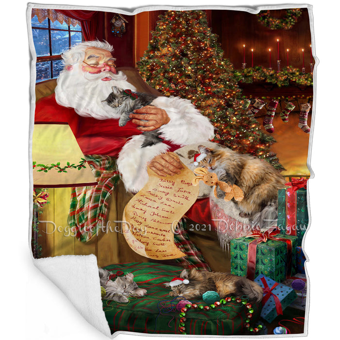 Santa Sleeping with Norwegian Forest Cats Christmas Blanket BLNKT92703