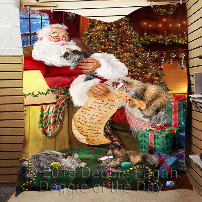 Santa Sleeping with Norwegiann Forest Cats Quilt