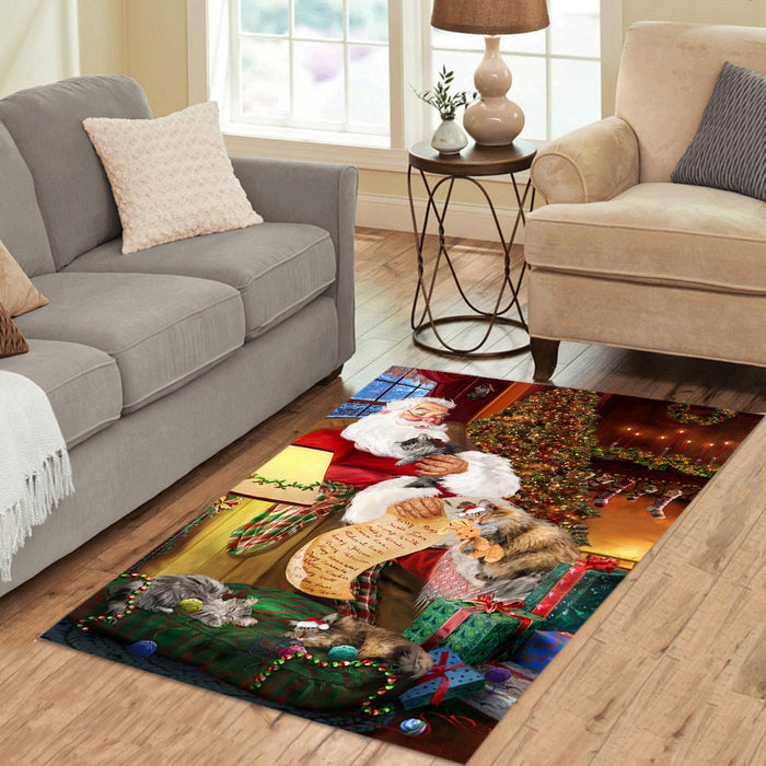 Santa Sleeping with Norwegiann Forest Cats Area Rug