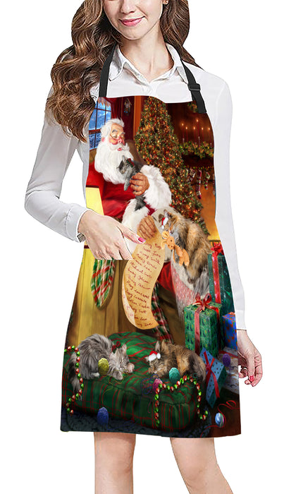 Santa Sleeping with Norwegiann Forest Cats Apron