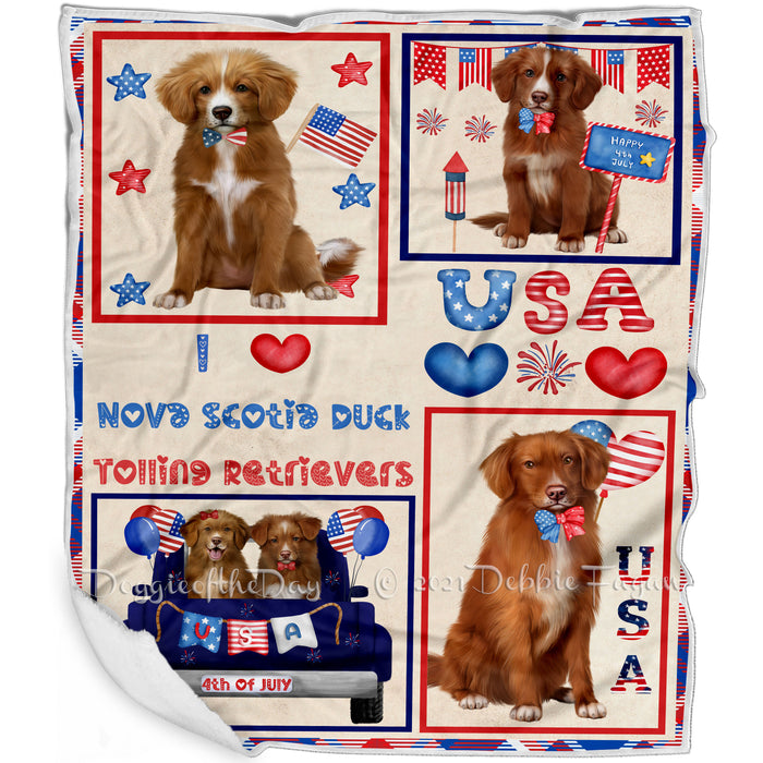 4th of July Independence Day I Love USA Nova Scotia Duck Tolling Retriever Dogs Blanket BLNKT143522