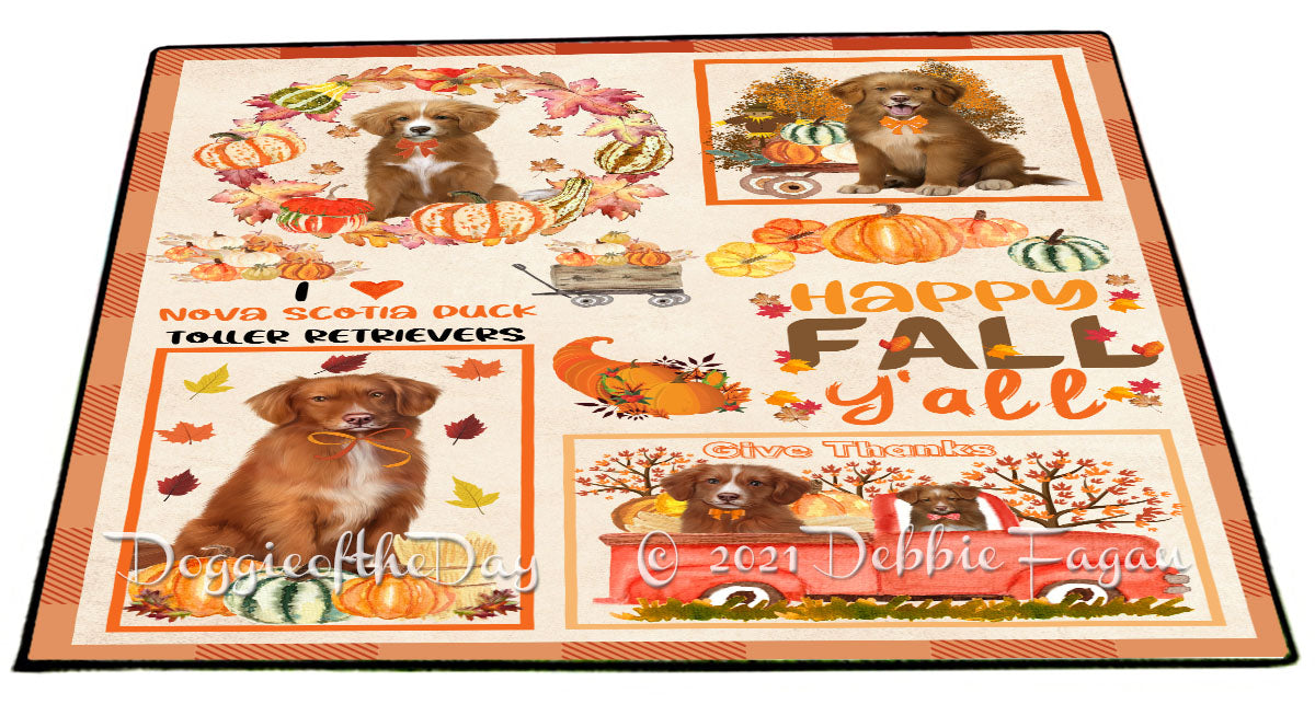 Happy Fall Y'all Pumpkin Nova Scotia Duck Tolling Retriever Dogs Indoor/Outdoor Welcome Floormat - Premium Quality Washable Anti-Slip Doormat Rug FLMS58690