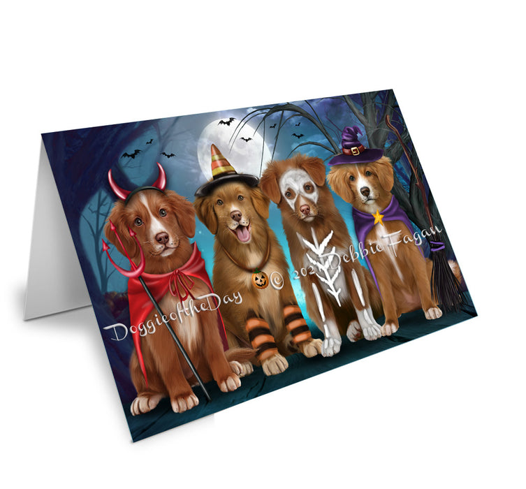 Happy Halloween Trick or Treat Nova Scotia Duck Tolling Retriever Dogs Handmade Artwork Assorted Pets Greeting Cards and Note Cards with Envelopes for All Occasions and Holiday Seasons GCD76787
