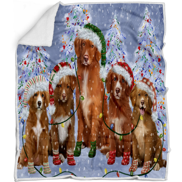 Christmas Lights and Nova Scotia Duck Tolling Retriever Dogs Blanket - Lightweight Soft Cozy and Durable Bed Blanket - Animal Theme Fuzzy Blanket for Sofa Couch