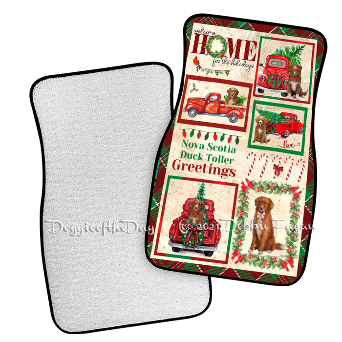 Welcome Home for Christmas Holidays Nova Scotia Duck Tolling Retriever Dogs Polyester Anti-Slip Vehicle Carpet Car Floor Mats CFM48418