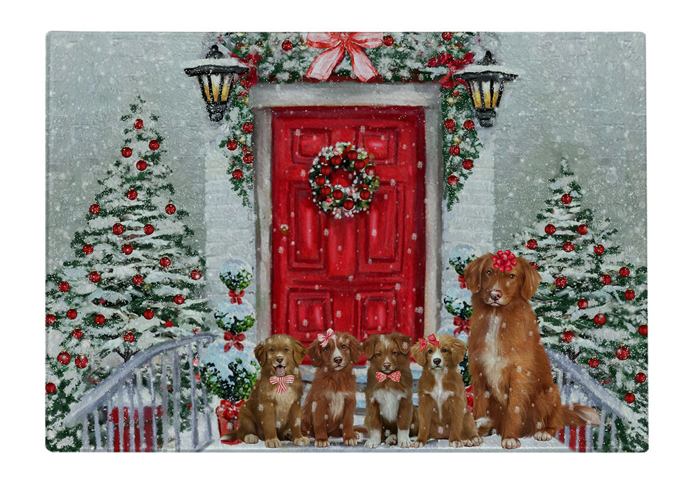 Christmas Holiday Welcome Nova Scotia Duck Tolling Retriever Dogs Cutting Board - For Kitchen - Scratch & Stain Resistant - Designed To Stay In Place - Easy To Clean By Hand - Perfect for Chopping Meats, Vegetables