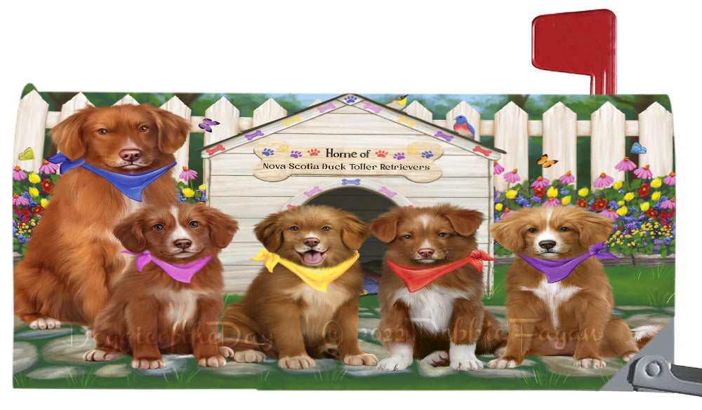 Spring Dog House Nova Scotia Duck Tolling Retriever Dog Magnetic Mailbox Cover Both Sides Pet Theme Printed Decorative Letter Box Wrap Case Postbox Thick Magnetic Vinyl Material