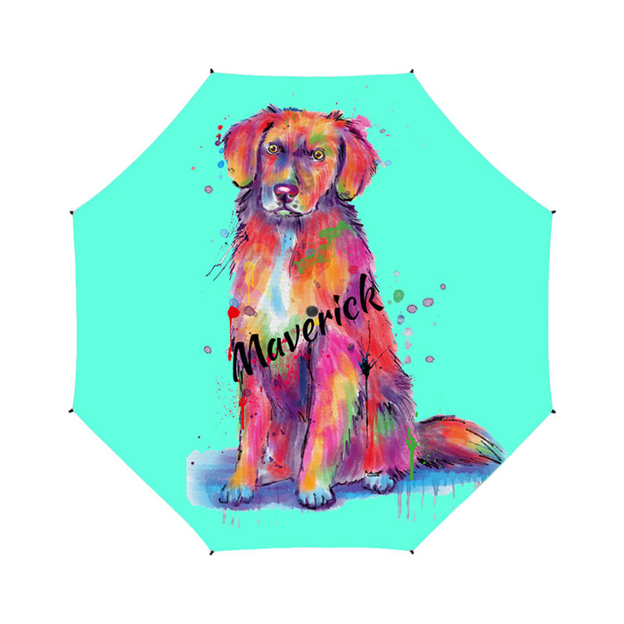 Custom Pet Name Personalized Watercolor Nova Scotia Duck Toller Retriever DogSemi-Automatic Foldable Umbrella