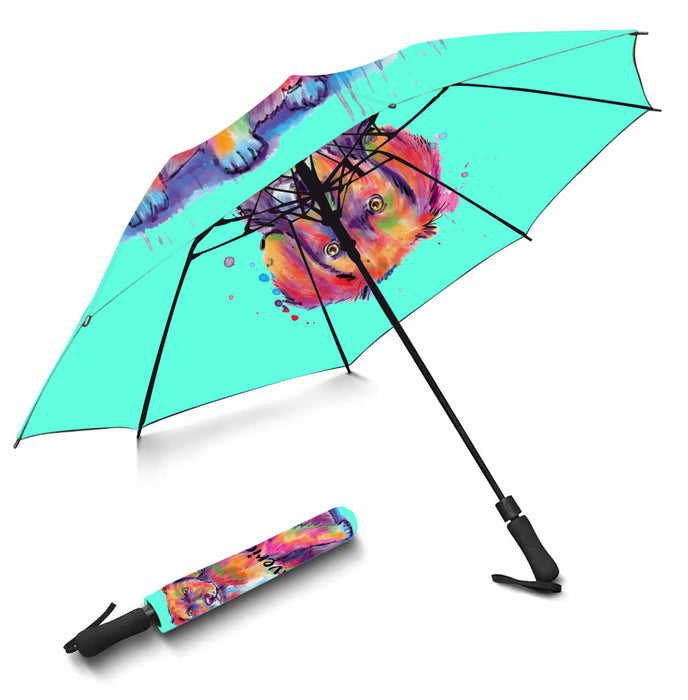 Custom Pet Name Personalized Watercolor Nova Scotia Duck Toller Retriever DogSemi-Automatic Foldable Umbrella