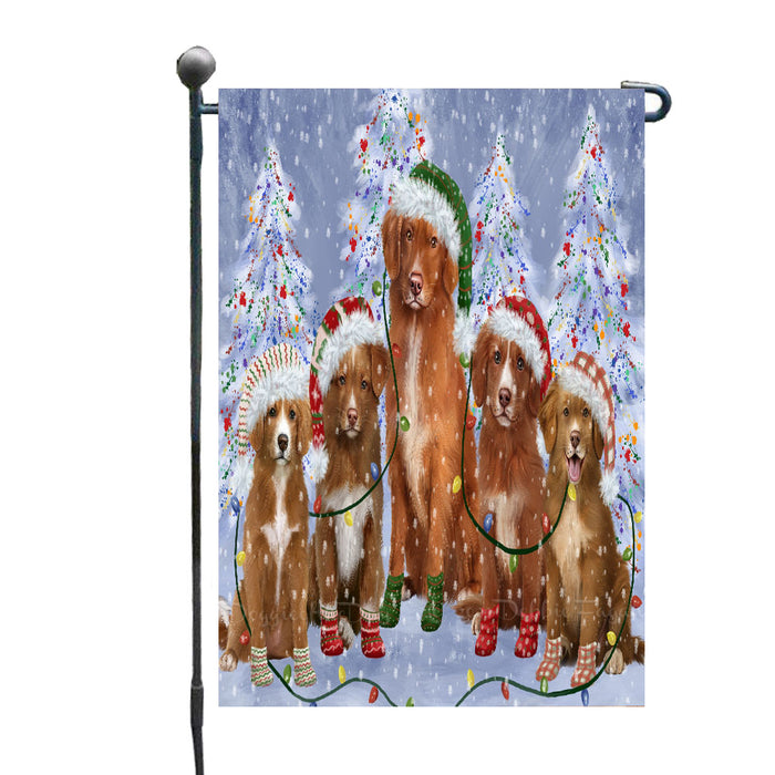 Christmas Lights and Nova Scotia Duck Tolling Retriever Dogs Garden Flags- Outdoor Double Sided Garden Yard Porch Lawn Spring Decorative Vertical Home Flags 12 1/2"w x 18"h