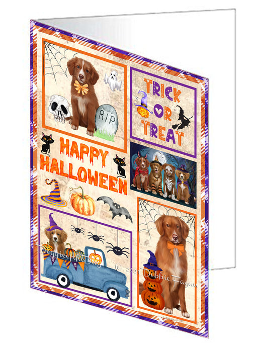 Happy Halloween Trick or Treat Nova Scotia Duck Tolling Retriever Dogs Handmade Artwork Assorted Pets Greeting Cards and Note Cards with Envelopes for All Occasions and Holiday Seasons GCD76553