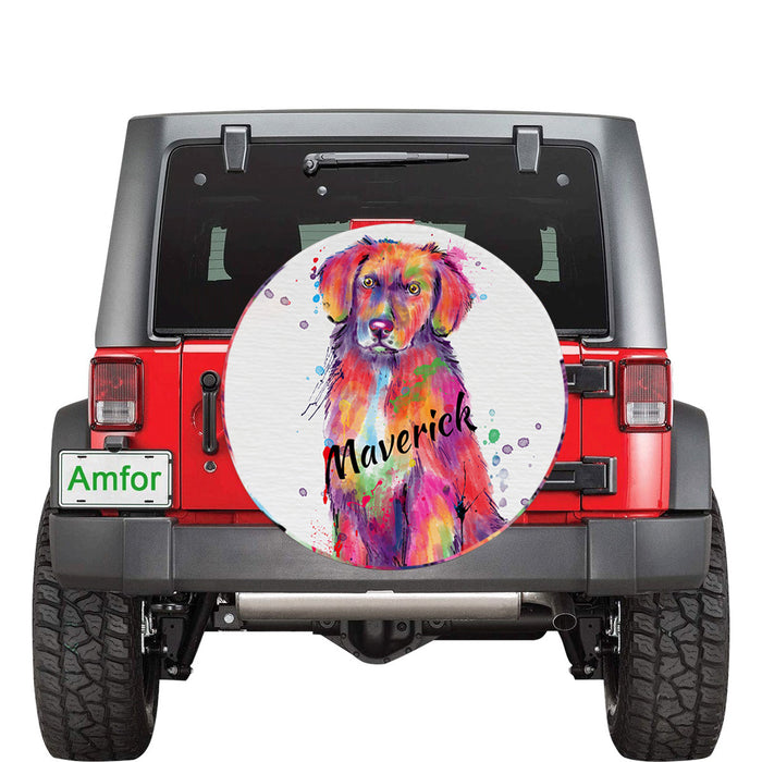 Custom Pet Name Personalized Watercolor Nova Scotia Duck Toller Retriever Dog Car Tire Cover