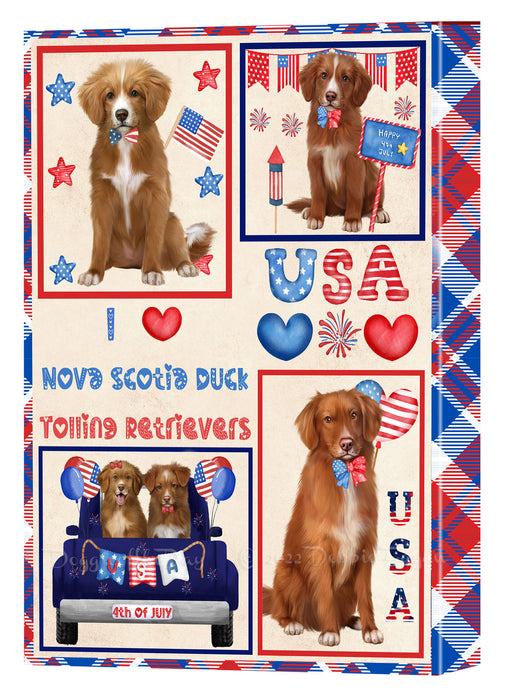 4th of July Independence Day I Love USA Nova Scotia Duck Tolling Retriever Dogs Canvas Wall Art - Premium Quality Ready to Hang Room Decor Wall Art Canvas - Unique Animal Printed Digital Painting for Decoration