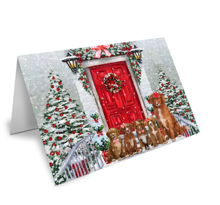 Christmas Holiday Welcome Nova Scotia Duck Tolling Retriever Dog Handmade Artwork Assorted Pets Greeting Cards and Note Cards with Envelopes for All Occasions and Holiday Seasons