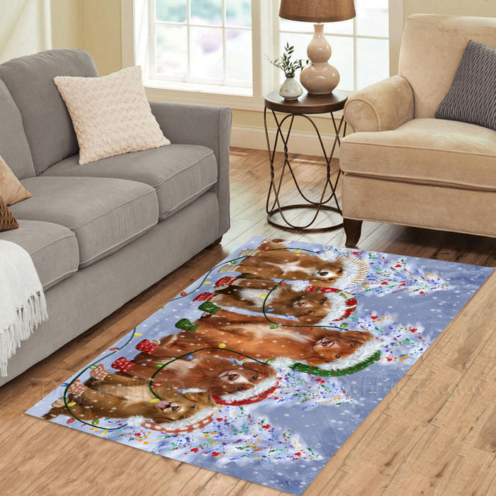 Christmas Lights and Nova Scotia Duck Tolling Retriever Dogs Area Rug - Ultra Soft Cute Pet Printed Unique Style Floor Living Room Carpet Decorative Rug for Indoor Gift for Pet Lovers