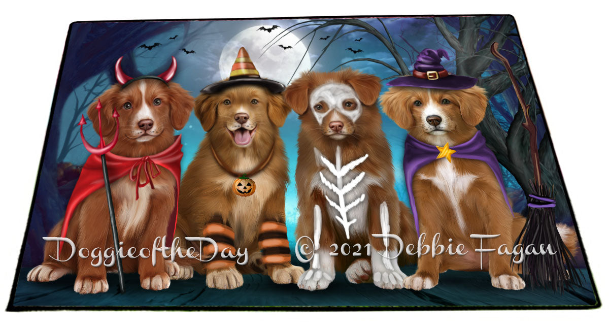 Happy Halloween Trick or Treat Nova Scotia Duck Tolling Retriever Dogs Indoor/Outdoor Welcome Floormat - Premium Quality Washable Anti-Slip Doormat Rug FLMS58414