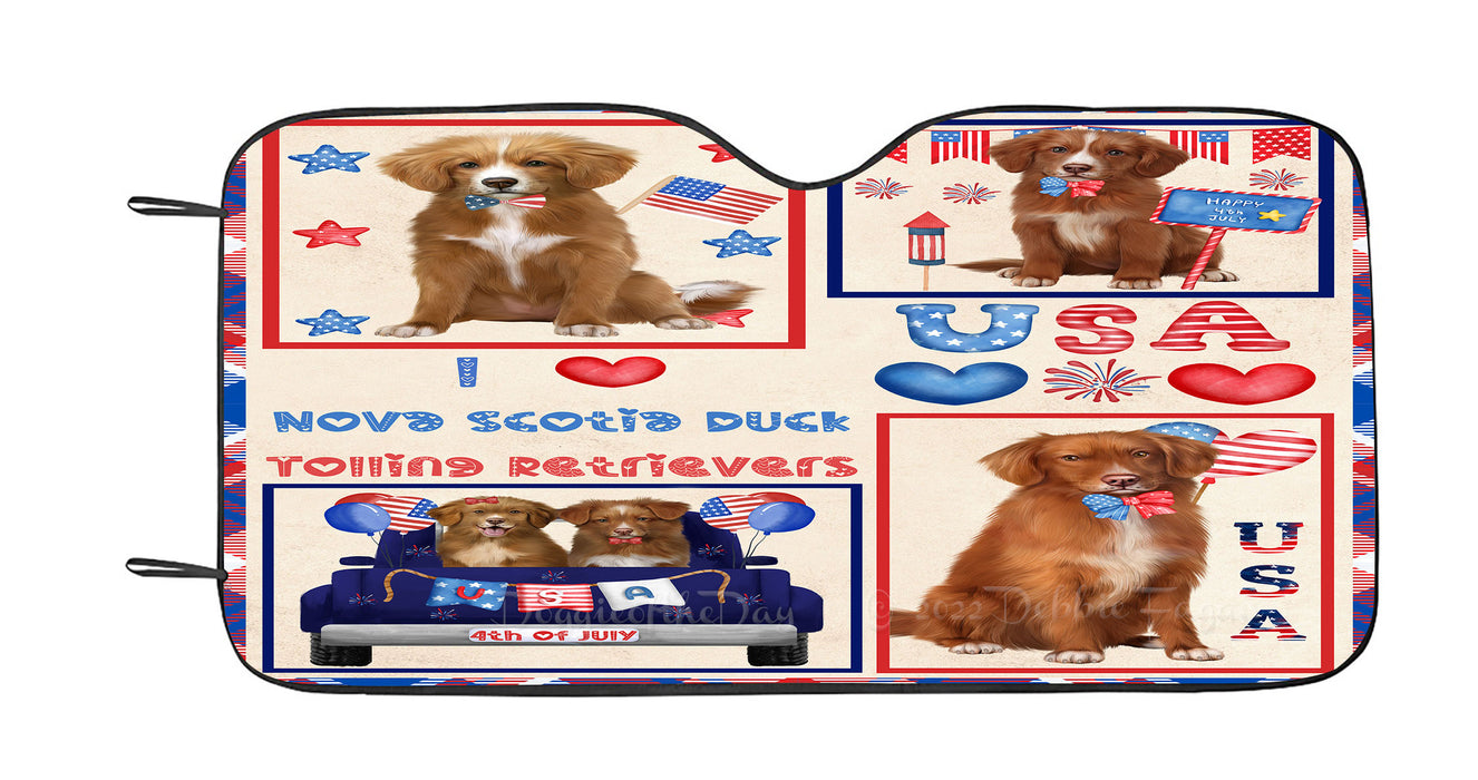 4th of July Independence Day I Love USA Nova Scotia Duck Tolling Retriever Dogs Car Sun Shade Cover Curtain