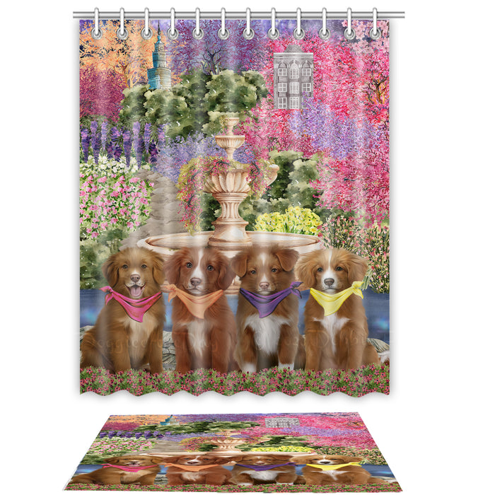 Nova Scotia Duck Tolling Retriever Shower Curtain & Bath Mat Set, Custom, Explore a Variety of Designs, Personalized, Curtains with hooks and Rug Bathroom Decor, Halloween Gift for Dog Lovers