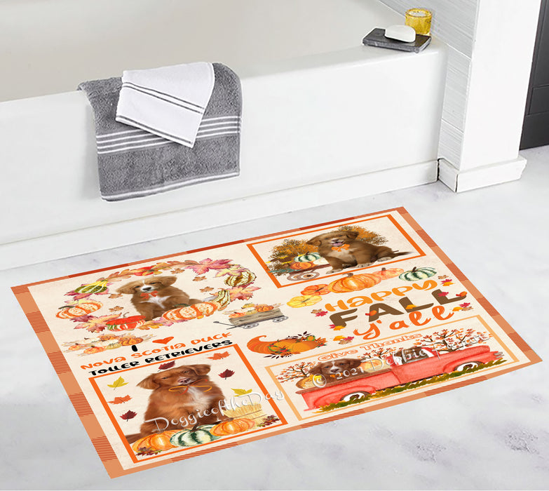 Happy Fall Y'all Pumpkin Nova Scotia Duck Tolling Retriever Dogs Bathroom Rugs with Non Slip Soft Bath Mat for Tub BRUG55249