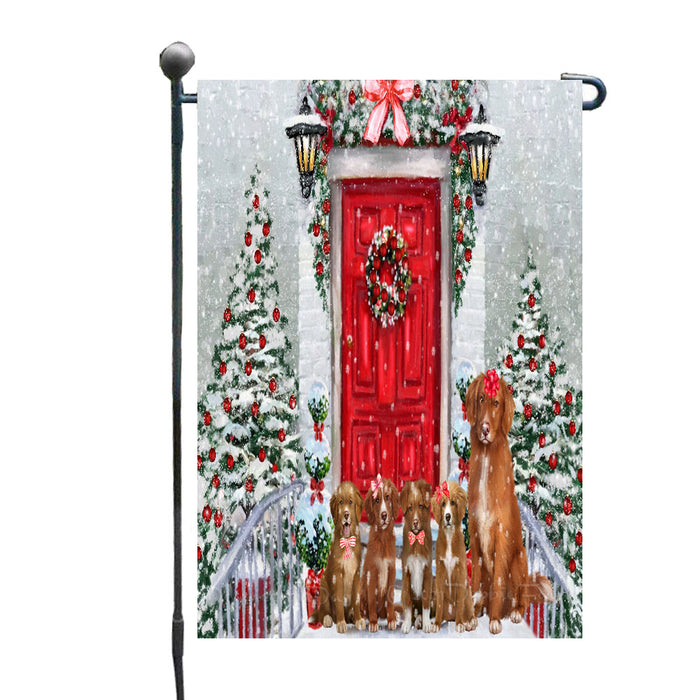 Christmas Holiday Welcome Nova Scotia Duck Tolling Retriever Dogs Garden Flags- Outdoor Double Sided Garden Yard Porch Lawn Spring Decorative Vertical Home Flags 12 1/2"w x 18"h