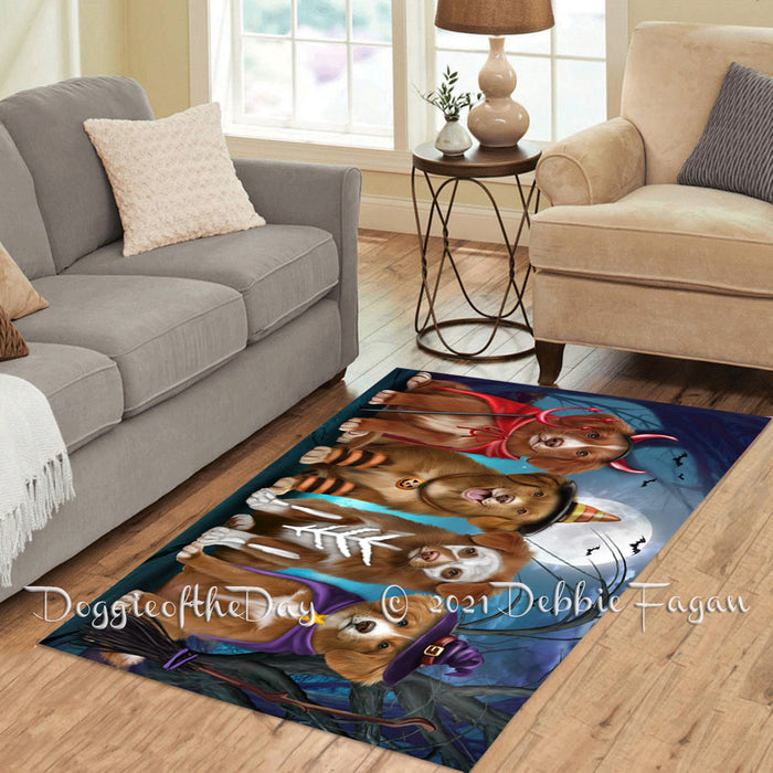 Happy Halloween Trick or Treat Nova Scotia Duck Tolling Retriever Dogs Polyester Living Room Carpet Area Rug ARUG66334