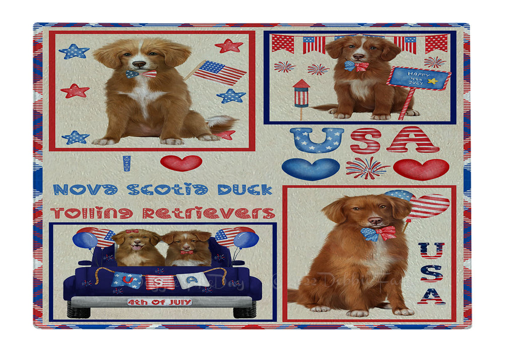4th of July Independence Day I Love USA Nova Scotia Duck Tolling Retriever Dogs Cutting Board - For Kitchen - Scratch & Stain Resistant - Designed To Stay In Place - Easy To Clean By Hand - Perfect for Chopping Meats, Vegetables