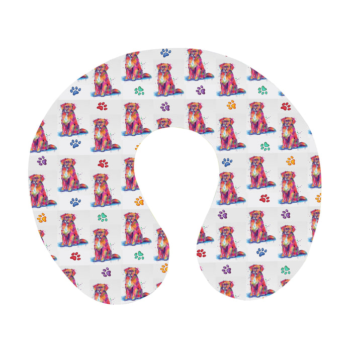 Watercolor Mini Nova Scotia Duck Toller Retriever Dogs U-Shape Travel Pillow
