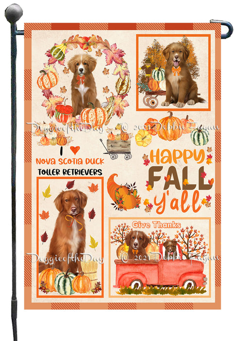 Happy Fall Y'all Pumpkin Nova Scotia Duck Tolling Retriever Dogs Garden Flags- Outdoor Double Sided Garden Yard Porch Lawn Spring Decorative Vertical Home Flags 12 1/2"w x 18"h