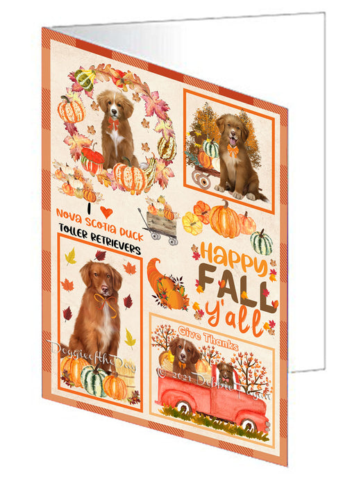 Happy Fall Y'all Pumpkin Nova Scotia Duck Tolling Retriever Dogs Handmade Artwork Assorted Pets Greeting Cards and Note Cards with Envelopes for All Occasions and Holiday Seasons GCD77063